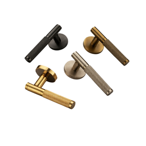 Modern Brass Lever Door <b>Handle</b> Set Knurled Grip Design Interior Door Hardware Matte Black Gold Bronze Finish Premium <b>Handles</b> - Product Image 1