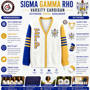 Sigma Gamma Rho Sorority Embroidered Acrylic Women's Winter Vintage Anti-Wrinkle V-Neck Full Sleeve Cardigan <b>Covered</b> <b>Buttons</b> - Product Image 5