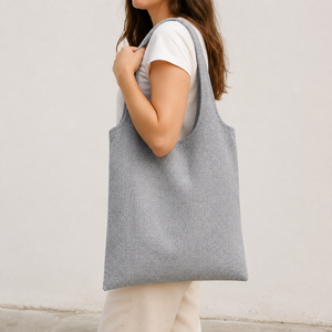 Sac de courses pliable en coton recyclé 225 GSM 40 x 38 cm avec poignées d'épaule intégrées, logo personnalisé, vente en gros, OEM, sac fourre-tout pour épicerie - Product Image 5