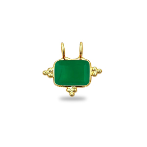 Colgante Rectangular de Ónix Verde con Bisel Elegante, Chapado en Oro Hecho a Mano, Joyería de Piedra de Nacimiento, Joyería de Ónix Verde, Proveedores Indios - Product Image 1