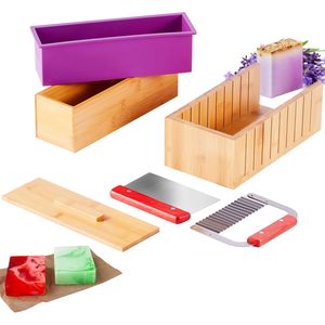 Kit per Stampi di Sapone in Bambù con Utensili e Accessori, Include Taglierini in Acciaio Inox e 100 Sacchetti in Silicone - Product Image 2