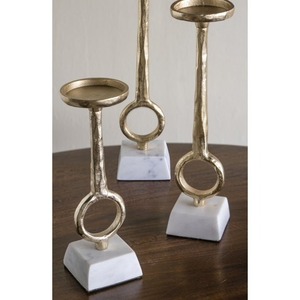 <b>Candlestick</b> <b>Holder</b> Set of 3 with Marble Base <b>Gold</b> Finish Home Decoration Durable Metal Design - Product Image 6