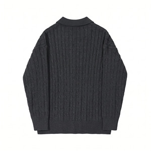<b>Men's</b> Wool Cable Knit Cardigan Full Sleeve Solid Color Turn-down Collar Winter <b>Sweater</b> Anti-Pilling Thick Material - Product Image 2