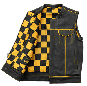 เสื้อกั๊กหนังลายตารางสีทองสไตล์คลับ - Product Image 2