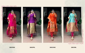 Wholesale Modern Style Women Jacquard Kaftan Suit <b>Set</b> with Zari Weaving Work and Attractive Prints for Party Wear and <b>Office</b> Use - Product Image 5