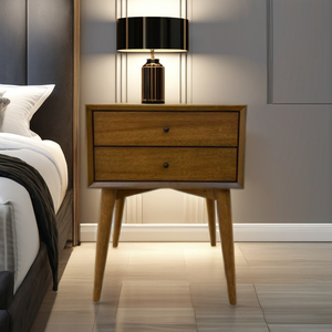 Tables de chevet élégantes modernes du milieu du siècle avec 2 tiroirs élégants Meubles de chambre à coucher avec port de charge USB pour la maison ou l'hôtel - Product Image 1