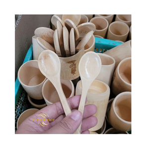 Cuchara de Bambú Ecológica de Alta Calidad 2026, Utensilio de Cocina de Madera Natural con Acabado Espejo y Baño de Oro para Sartenes Antiadherentes - Product Image 1