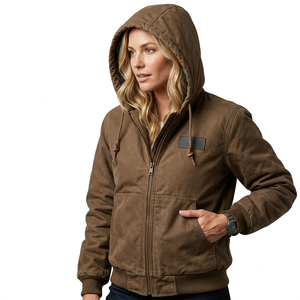 Chaqueta de Lona con Capucha para Motocicleta para Hombre, Estilo Casual de Otoño, Transpirable, con Cierre, Resistente al Viento, Color Sólido, Corte Regular, Algodón y Poliéster en la Parte Delantera - Product Image 2