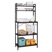 Support de boulangers de cuisine marron rustique à 5 niveaux 10 crochets en forme de S chariot utilitaire autonome pour four à micro-ondes étagère de rangement organisateur