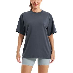 Gran oferta, camiseta de gran tamaño para mujer, corte holgado, hombro caído largo, manga corta, cuello redondo, estilo informal de BD Supplier Making - Product Image 1