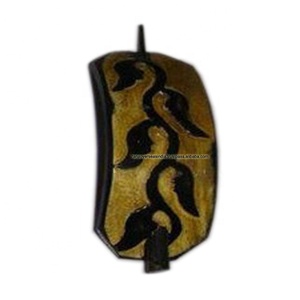 Octagonal Shape Wooden Hair Clip and Stick With Leaf Hand Carving in Black ,Golden Color - Product Image 1