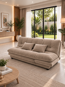 Sofá Cama Convertible Moderno Tapizado en Color Taupe Marfil, Mueble de Salón con Diseño Tufted, Tela Personalizada para Hotel, Villa u Hogar - Product Image 5