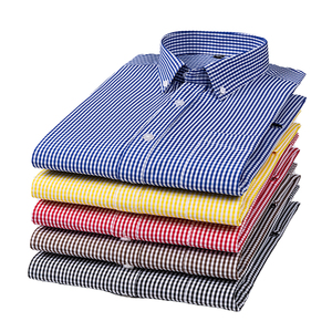 Chemises à manches longues pour hommes en coton 100% tissé, logo sur le devant, motif à carreaux, respirantes, séchage rapide, écologiques, décontractées - Product Image 1