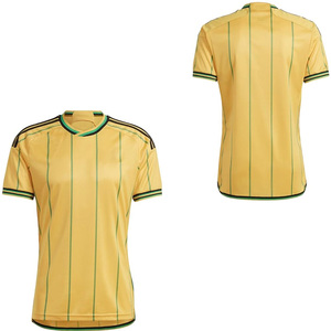 Maillot de football personnalisé par sublimation pour homme, jaune et vert rayé, manches courtes, anti-transpiration, coupe classique adulte - Product Image 5