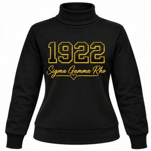 เสื้อสเวตเชิ้ตคอกลมแบบสวมของ Sigma Gamma Rho สำหรับผู้หญิง สีดำ พิมพ์ลายกรีกแบบกำหนดเอง แขนยาว สไตล์ลำลอง แฟชั่นมหาวิทยาลัย - Product Image 1