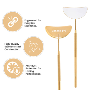 Wholesale Custom logo Gold <b>Half</b> moon Lash extension mirrors hand held <b>Eyelash</b> extension mirror for <b>eyelashes</b> - Product Image 5