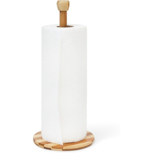 Porte-serviettes en papier en bois naturel écologique, support minimaliste en bois pour rouleaux de cuisine avec base lestée pour table à manger - Product Image 1