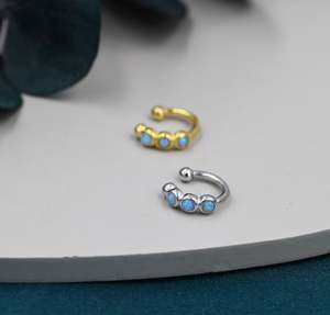 Manchette d'oreille en opale en argent sterling, argent ou or, boucles d'oreilles minimalistes sans perçage, manchette d'oreille opale - Product Image 3