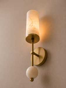 Aplique de pared moderno de latón con pantalla de mármol, iluminación interior redonda para la entrada del hogar. - Product Image 6