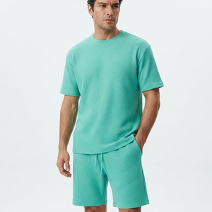 Ensemble de sport OEM pour homme en coton pur lavé, coupe ample, style streetwear, comprenant un T-shirt à manches courtes et un short, idéal pour l'été - Product Image 4