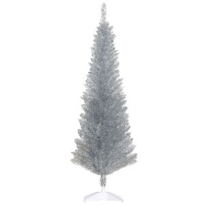 5 Slim Christmas <b>Tree</b> with 294 Realistic <b>Branch</b> Tips <b>Artificial</b> Silver Plastic Stand Self-Pick Not Included - Product Image 1