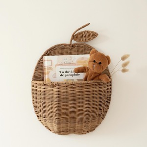 <b>Round</b> <b>wicker</b> wall mounted <b>basket</b> hand-made rattan hanging <b>baskets</b> kitchen bedroom organization - Product Image 2
