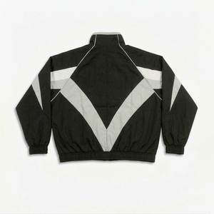 High Sales Custom Logo Black Men's Nylon <b>Wind</b> <b>Breaker</b> White Panels With Pants Sets For Summer Designer Streetwear Zipper Jackets - Product Image 3