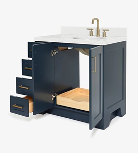 Meuble sous-vasque de salle de bain Quartus 36 pouces à étiquette privée, avec vasque décalée à droite, 4 options de finition, vente en gros, usine du Vietnam - Product Image 4