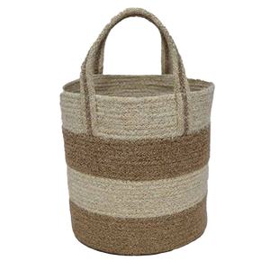 Meilleure vente fourre-tout ou sac de plage en jute de qualité export pour femmes en forme de V rond avec fermeture ouverte à double poignée - Product Image 4