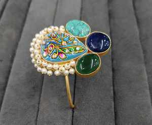 Bracelet Tanjore multicolore traditionnel fabrication indienne tendance en laiton AD pour les vêtements de fête de mariage pour femmes - Product Image 1