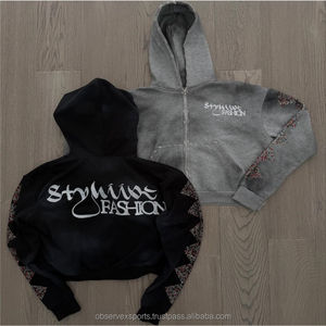 Fabricante de Ropa OEM, Sudadera con Capucha y Cremallera con Logotipo Personalizado, Pantalones Deportivos, Conjunto de 2 Piezas, Unisex, Invierno, 100% Algodón - Product Image 2