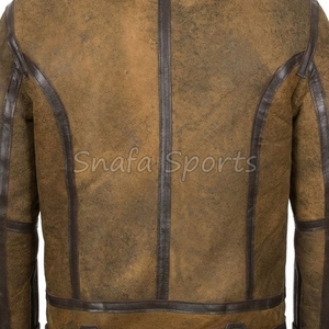 Men Real Fur <b>Shearling</b> Sheepskin Thick Vest <b>Bomber</b> Leather <b>Jacket</b> For Men In Wholesale Price With Custom Design - Product Image 5