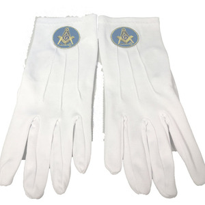 Guantes Masónicos 100% Algodón con Bordado de Hoja de Oro, Guante de la Reina del Sur, Algodón Blanco Puro - Product Image 2