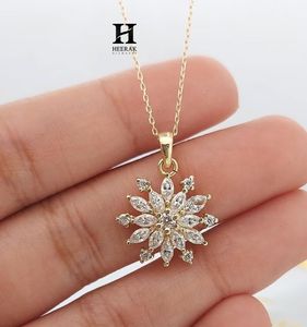 Fournisseur de bijoux fins sur mesure - Pendentif tournesol en or 14 carats avec diamants pour la vente en gros, certifié IGI/GIA - Product Image 1