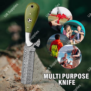 Cuchillo de Caza Personalizado OEM/ODM con Hoja Fija, Hoja de Acero de Damasco de Alta Calidad, Funda de Cuero DIY, Equipo de Caza y Camping - Product Image 3