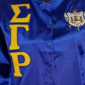 Women Satin Sorority Jacket Custom Embroidered Bomber <b>Coat</b> Smooth Lightweight Greek Letter Collegiate Fashion Outerwear Apparel - Product Image 4