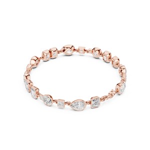 Bracelet de luxe en or rose et diamants pour femme, avec diamants naturels blancs de formes multiples (poire, émeraude), bijoux de mariage - Product Image 2