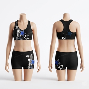 Conjunto de Práctica Personalizado para Equipos de Porristas AllStar, Sublimado, Top Corto, Sujetador Deportivo, Pantalones Cortos de Gimnasia - Product Image 4