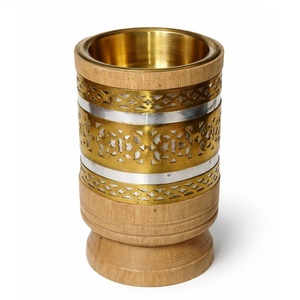 Hand-Made Wooden Incense Burner With <b>Blue</b> <b>Beaded</b> Band And Pearl Design For Religious Use All-Season Decorative Censer - Product Image 5