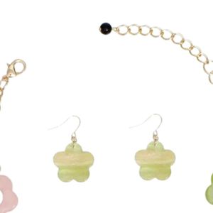 Collier à fleurs marbrées rose et vert pour femmes, bijoux élégants à la mode, collier à chaîne florale, cadeau pour soirée - Product Image 6