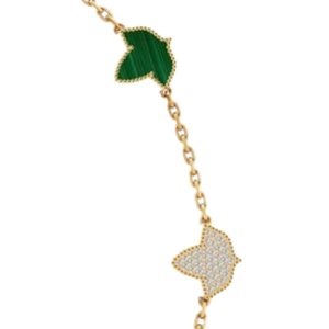 Collar AKA 10 Ivy Malachite Chapado en Oro de 24K para Mujer, Elegante Joyería de Moda con Hoja de Hiedra en Verde y Dorado, Colgante de Lujo - Product Image 2