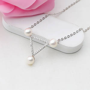 Accessoires DIY en argent S925, perles multiples de 5,5 à 6 mm, ensemble de pendentifs triangulaires vides à 3 perles avec chaîne 373, collier tendance - Product Image 2