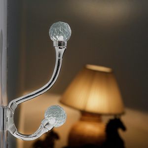 Ganchos de pared de cristal de doble pared con perilla de cristal, decorativos de lujo para armario, acabado plateado, resistentes, para venta al por mayor - Product Image 3