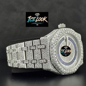 Reloj Mecánico Ice Look con Bisel de Diamantes, Reloj de Pulsera con Esfera Azul, Joyería de Lujo para Regalo - Product Image 4