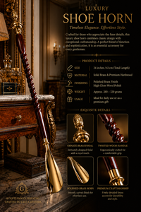 Luxury Vintage Brass Shoehorn with DecorativeTwisted wooden Hndel Long Metal Shoe Horn for Home Hotel Gift Collection - Product Image 5