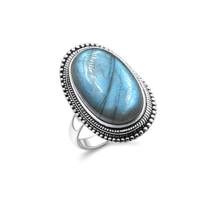 Natural Oval Labradorite Statement <b>Cocktail</b> <b>Ring</b> 925 Sterling Silver Handmade Boho Artisan Rose <b>Gold</b> & Yellow <b>Gold</b> Plated - Product Image 1