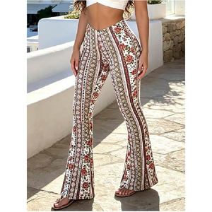 Pantalones de Mujer Estilo Bohemio Vintage con Estampado Floral, Corte Ajustado, Cintura Alta, Estilo Campana, Moda Y2K - Product Image 2