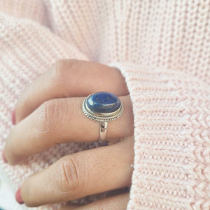 Bague en pierre précieuse Lapis Lazuli, argent sterling 925, pierre bleue royale, cadeau d'anniversaire de mariage, bague en argent, bijoux - Product Image 3