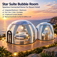 Dôme préfabriqué de type « Suite Bulle » pour hôtel de villégiature, avec vue sur la mer, options de taille de lit, verrou de sécurité et rideaux de différentes couleurs