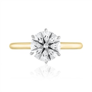 Classic 6 Claw Prong Round <b>Diamond</b> Engagement <b>Ring</b> High Quality 14K Gold TwoTone Solitaire Wedding <b>Ring</b> Direct Factory Wholesale - Product Image 3